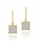 18K Gold over Sterling Silver Two-Tone CZ Micro Pave Square Earrings ET11668