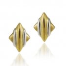18K Gold over Sterling Silver Two-Tone Diamond Shape Earrings ET8303