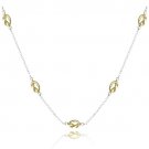 18K Gold over Sterling Silver Two-Tone Polished Love Knot Chain Necklace NT13475