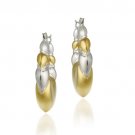 18K Gold over Sterling Silver Two-Tone Puffed Twist Heart Earrings ET9781