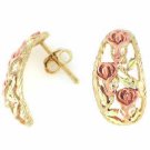 18K Gold over Sterling Silver Two-Tone Rose Half-Hoop Earrings 2486