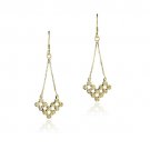 18K Gold over Sterling Silver V Shape Cut-Out Chandelier Earrings EG13068