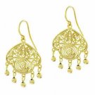 18K Gold over Sterling Silver Vintage Filigree Chandelier Earrings EG9016