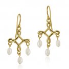 18K Gold over Sterling Silver White Freshwater Cultured Pearl Chandelier Earrings EG11756FPL
