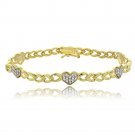 18K Gold over Sterling Siver Diamond Accent Heart & Leaf Bracelet BG10580