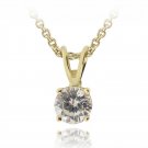 18K Gold Plated 1-2ct CZ Round Solitaire Necklace, 5mm PGBR12640