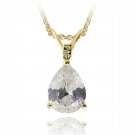 18K Gold Plated 1.75ct CZ Teardrop Solitaire Necklace, 9x7mm PGBR12638