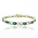 18K Gold Plated 5.4ct Created Emerald & Diamond Accent Infinity Links Bracelet BGBR12664LGQ