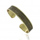 18K Gold Plated Black Accented Corrugated Bangle Bracelet BAGBR12757