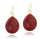 18K Gold Plated Carnelian Glass Fashion Teardrop Earrings EGBR13515R