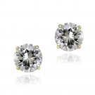 18K Gold Plated CZ Round Stud Earrings, 8mm EGBR12657