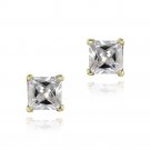18K Gold Plated CZ Square Stud Earrings, 4mm EGBR12646