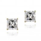 18K Gold Plated CZ Square Stud Earrings, 5mm EGBR12647