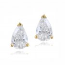 18K Gold Plated CZ Teardrop Stud Earrings, 6x4mm EGBR12650