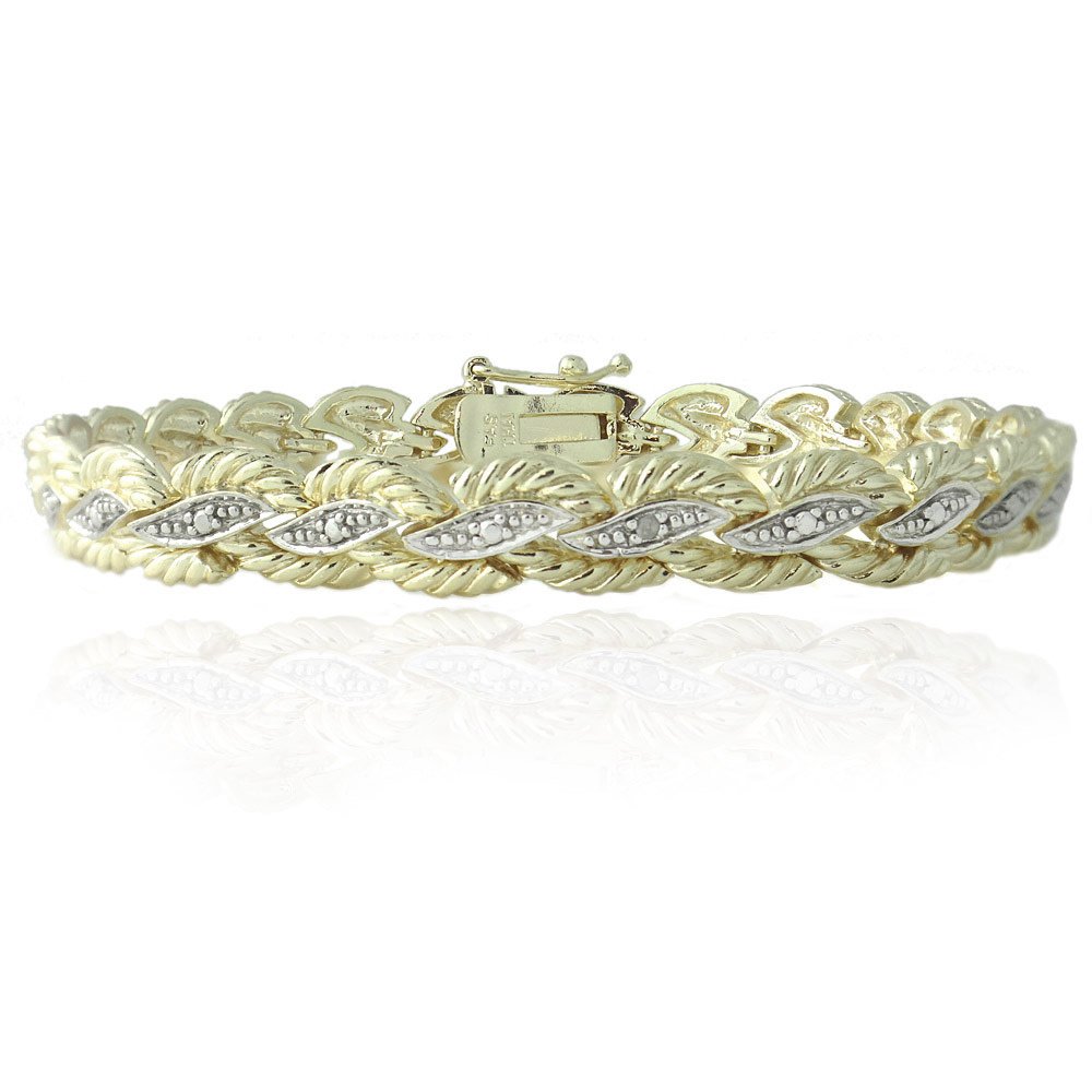 18K Gold Plated Diamond Accent Braided Bracelet BGBR12902