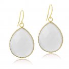 18K Gold Plated Smoky Labrodorite Glass Fashion Teardrop Earrings EGBR13515LG