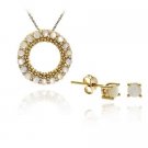 18K Gold- Sterling Silver MOP Pendant Stud Earring Set SG10138MOP