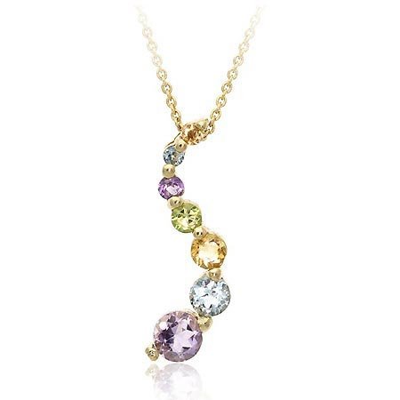 18K Gold- Sterling Silver Multi Color Journey Pendant PG10106M