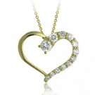18K Gold- Sterling Silver Open Heart CZ Journey Pendant PG10065