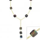 18K Gold-Sterling Silver Black Square Pearl Coin Necklace NG9760FPCK