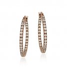 18k Rose Gold over Silver 27mm Inside Out CZ Oval Hoop Earrings HRG10876