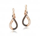 18K Rose Gold over Silver Black Diamond Accent Twisted Teardrop Dangle Earrings ERG13532M4