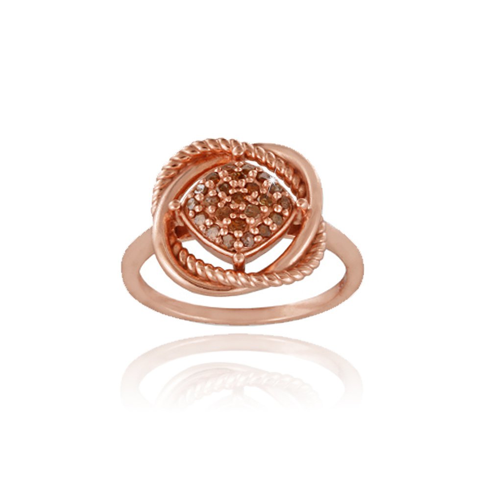 18K Rose Gold over Sterling Silver 1-4ct Red Diamond Love Knot Ring Size 7 RRG13089M21-7