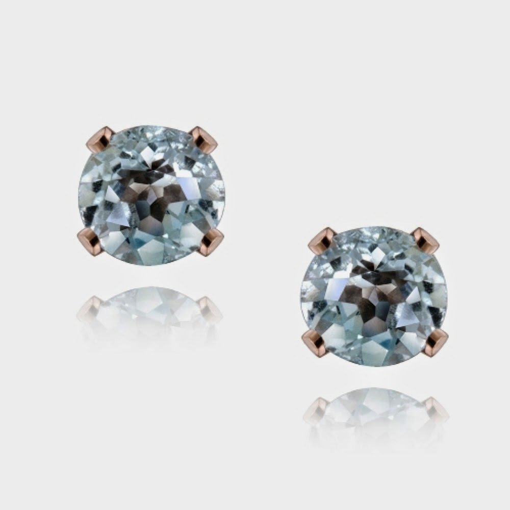 18K Rose Gold over Sterling Silver 1.1ct Blue Topaz Stud Earrings, 5mm ERG12010BT