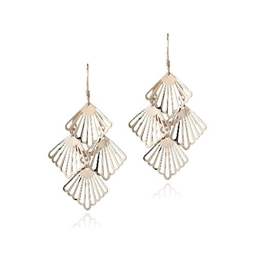 18K Rose Gold over Sterling Silver 4 Seashell Chandelier Earrings ERG13067