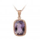 18K Rose Gold over Sterling Silver 5.1ct Amethyst & Diamond Accent Cushion Cut Necklace PRG12555A