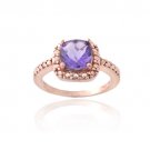 18K Rose Gold over Sterling Silver Amethyst & Diamond Accent Ring Size 7 RRG11679A-7