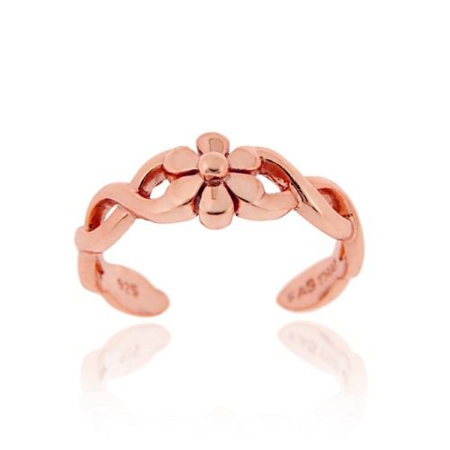 18K Rose Gold over Sterling Silver Braided Daisy Flower Toe Ring TRT4083