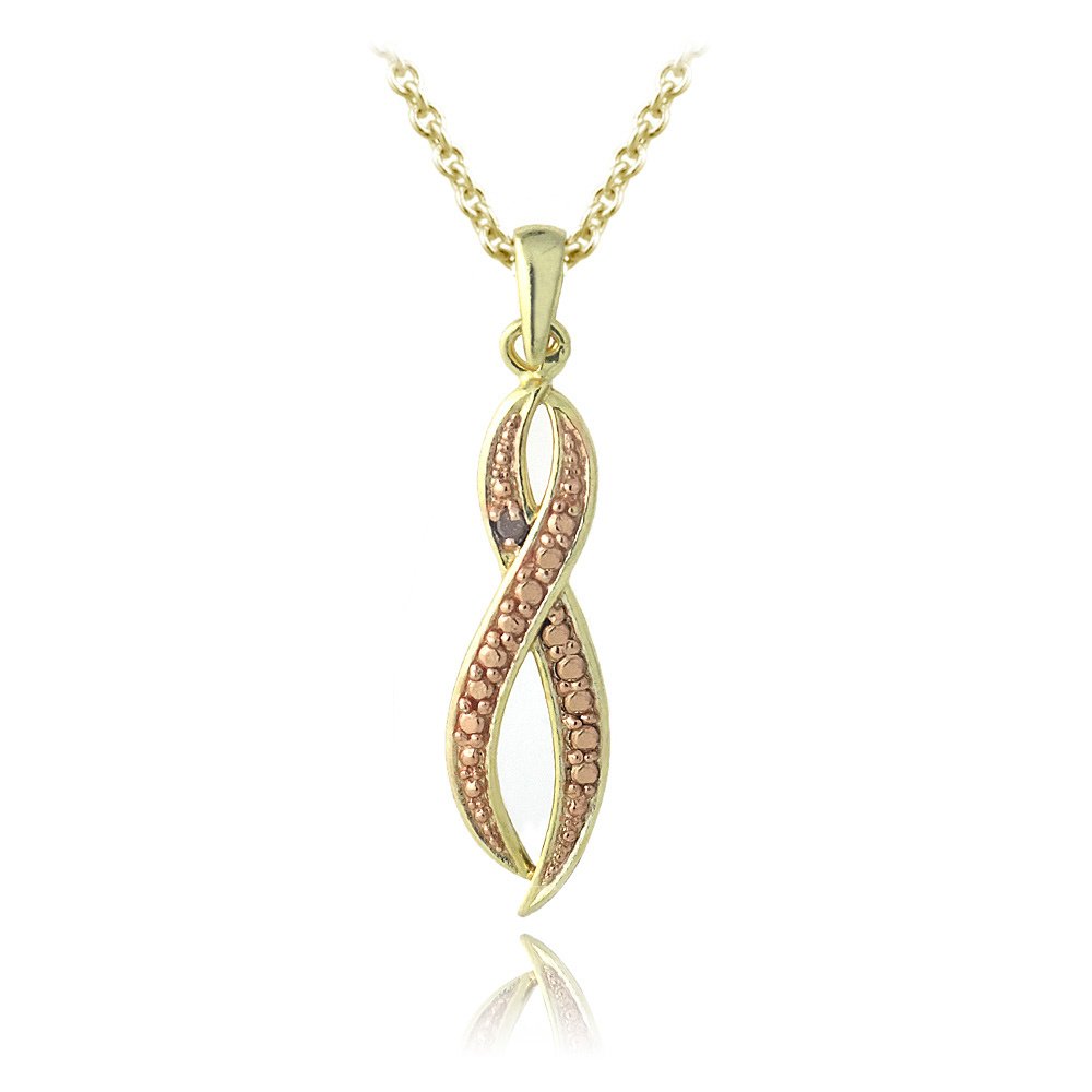 18K Rose Gold over Sterling Silver Champagne Diamond Accent Infinity Necklace PRG12204M6