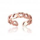 18K Rose Gold Over Sterling Silver Filigree Open Hearts Toe Ring TRT4087