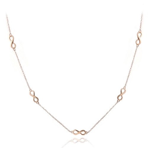 18K Rose Gold over Sterling Silver Infinity Station Necklace NRG13469