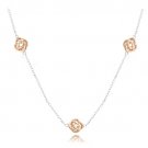 18K Rose Gold over Sterling Silver Love Knot Flower Chain Necklace NRT13476