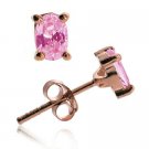 18K Rose Gold over Sterling Silver Pink CZ 6x4 Oval Stud Earrings ERG10097LPZ