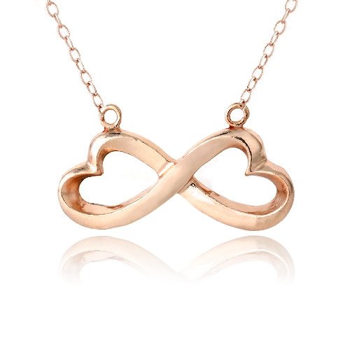 18K Rose Gold over Sterling Silver Polished Infinity Heart Necklace PRG13539