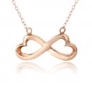 18K Rose Gold over Sterling Silver Polished Infinity Heart Necklace PRG13539