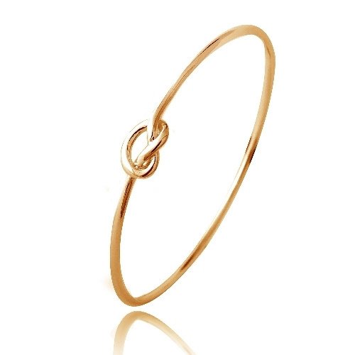 18K Rose Gold over Sterling Silver Polished Love Knot Bangle Bracelet BARG13475