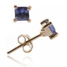 18K Rose Gold over Sterling Silver Tanzanite CZ Square Stud Earrings, 4mm ERG10091TZ1