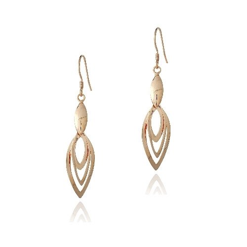 18K Rose Gold over Sterling Silver Three Marquise Dangle Earrings ERG13074