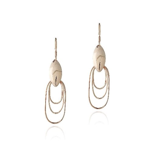 18K Rose Gold over Sterling Silver Three Oval Dangle Earrings ERG13071