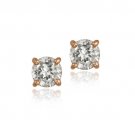 18K Rose Gold Plated CZ Round Stud Earrings, 6mm ERGBR12655
