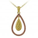 18k Two-Tone Rose Gold over Silver Champagne Diamond Accent Double Teardrop Necklace PG12278M6