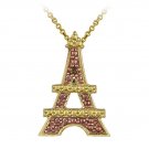 18k Two-tone Rose Gold over Silver Champagne Diamond Accent Eiffel Tower Pendant PG11840M6