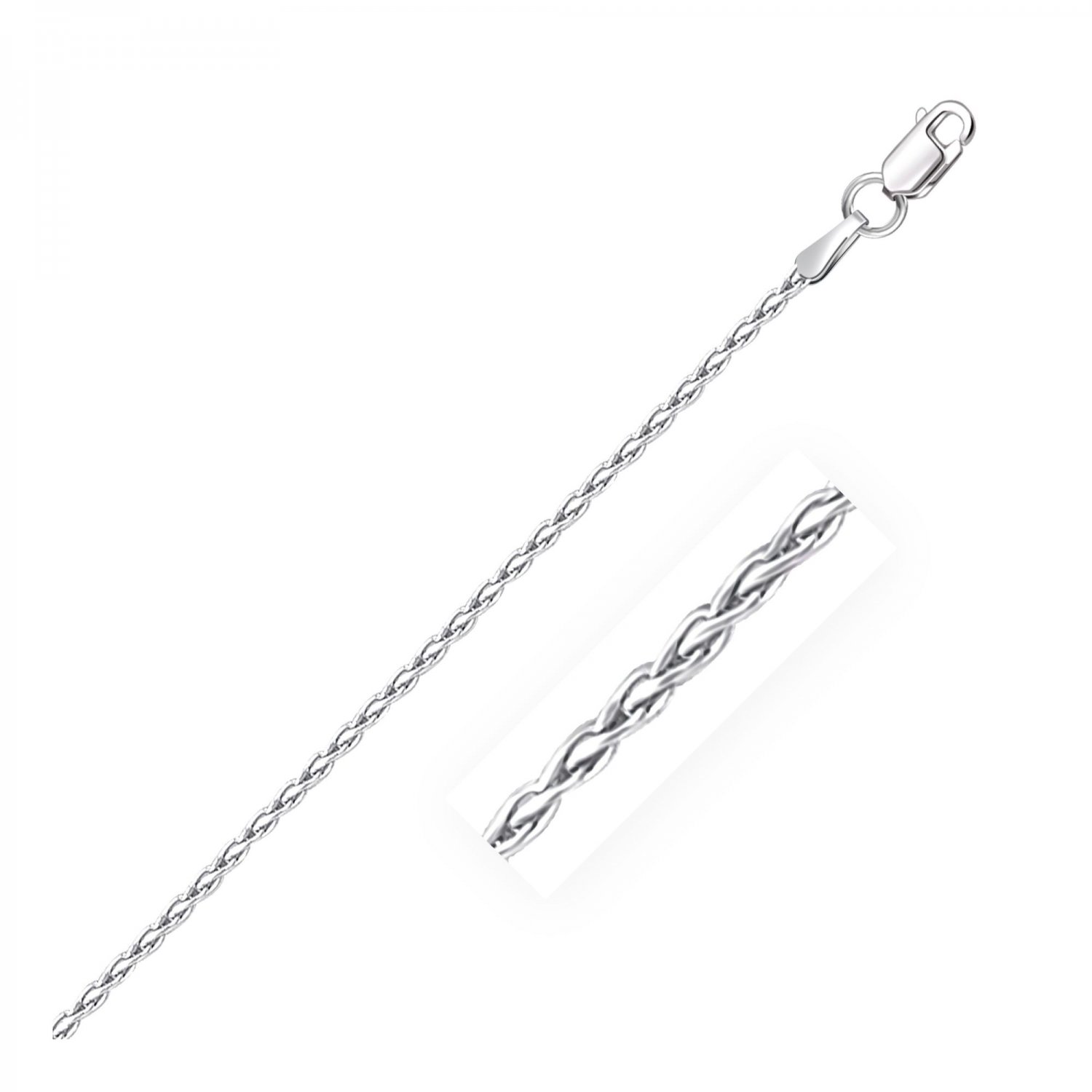 18k White Gold Round Wheat Chain 1