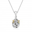 18k Yellow Gold & Sterling Silver Dragonfly Motif Baroque Pendant