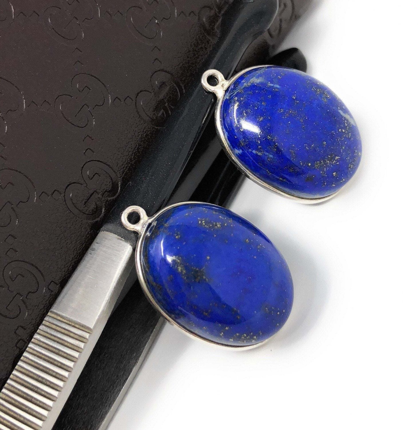 2 Pcs Lapis Lazuli Charms; Gemstone ChJewelry Findings DIY Jewelry Wholesale Charms Default Title