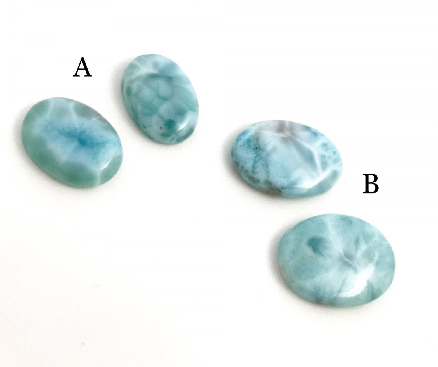 2 Pcs Larimar Cabochon; Loose Gemstone; Blue LarimGemstone Cabochons Jewelry Supplies DIY Jewelry